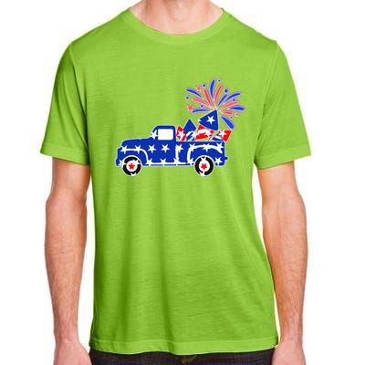 Fourth of July Fireworks Pickup Truck Adult ChromaSoft Performance T-Shirt