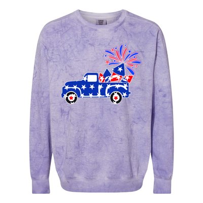 Fourth of July Fireworks Pickup Truck Colorblast Crewneck Sweatshirt