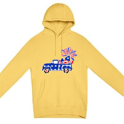 Fourth of July Fireworks Pickup Truck Premium Pullover Hoodie