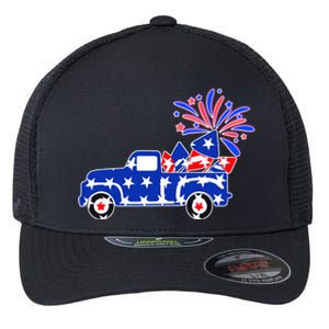 Fourth of July Fireworks Pickup Truck Flexfit Unipanel Trucker Cap