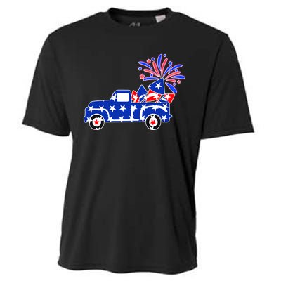 Fourth of July Fireworks Pickup Truck Cooling Performance Crew T-Shirt