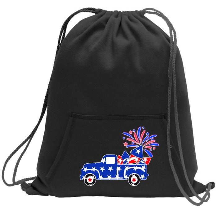 Fourth of July Fireworks Pickup Truck Sweatshirt Cinch Pack Bag