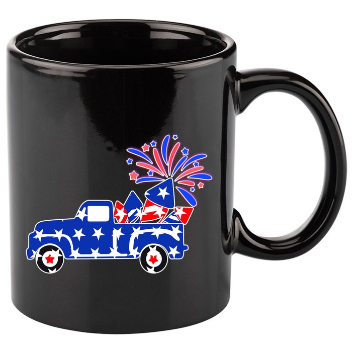 Fourth of July Fireworks Pickup Truck 11oz C Handle Ceramic Mug