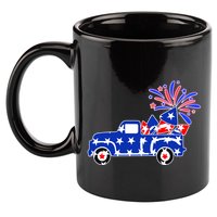 Fourth of July Fireworks Pickup Truck 11oz C Handle Ceramic Mug