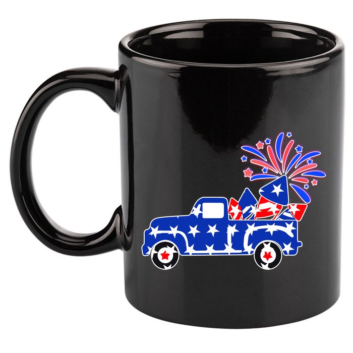 Fourth of July Fireworks Pickup Truck 11oz C Handle Ceramic Mug