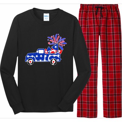 Fourth of July Fireworks Pickup Truck Long Sleeve Pajama Set