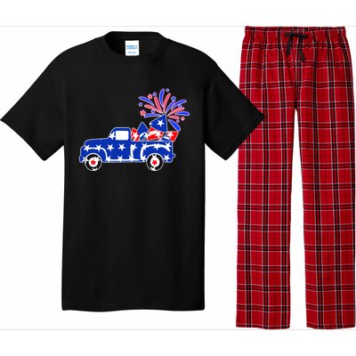 Fourth of July Fireworks Pickup Truck Pajama Set