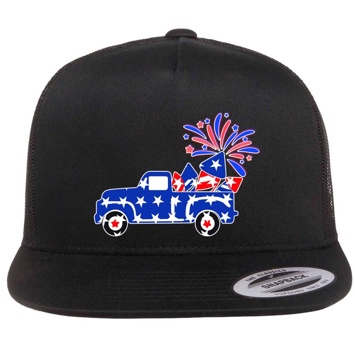 Fourth of July Fireworks Pickup Truck Flatbill Hat