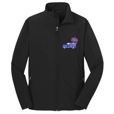 Fourth of July Fireworks Pickup Truck Core Soft Shell Jacket