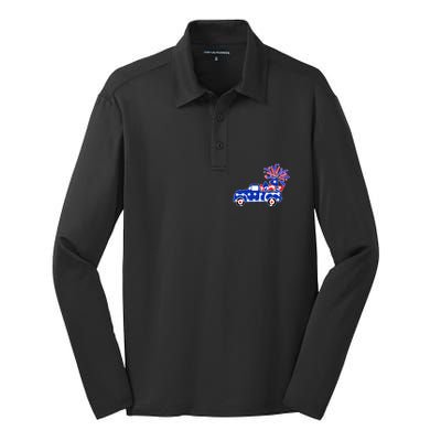 Fourth of July Fireworks Pickup Truck Silk Touch Performance Long Sleeve Polo