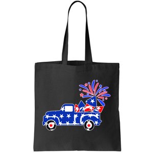 Fourth of July Fireworks Pickup Truck Tote Bag