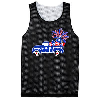 Fourth of July Fireworks Pickup Truck Mesh Reversible Basketball Jersey Tank