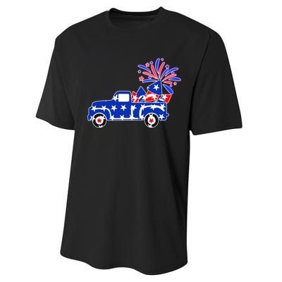 Fourth of July Fireworks Pickup Truck Performance Sprint T-Shirt