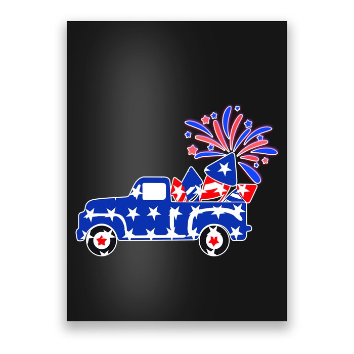 Fourth of July Fireworks Pickup Truck Poster
