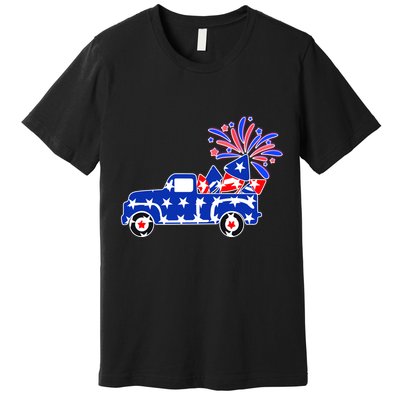 Fourth of July Fireworks Pickup Truck Premium T-Shirt