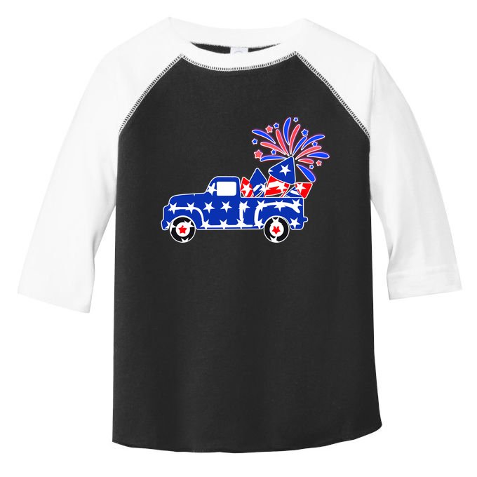 Fourth of July Fireworks Pickup Truck Toddler Fine Jersey T-Shirt