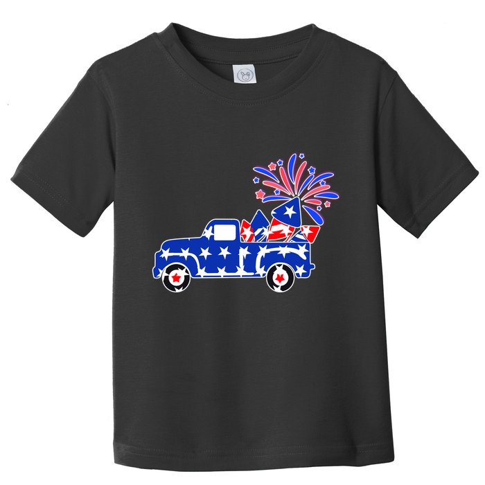 Fourth of July Fireworks Pickup Truck Toddler T-Shirt
