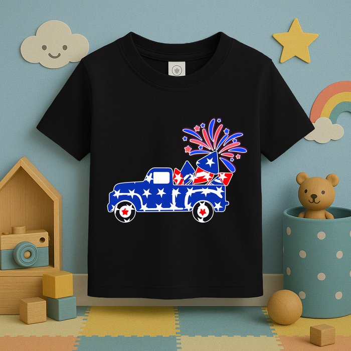 Fourth of July Fireworks Pickup Truck Toddler T-Shirt