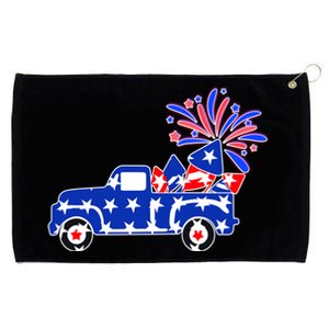 Fourth of July Fireworks Pickup Truck Grommeted Golf Towel