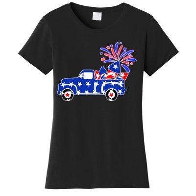 Fourth of July Fireworks Pickup Truck Women's T-Shirt