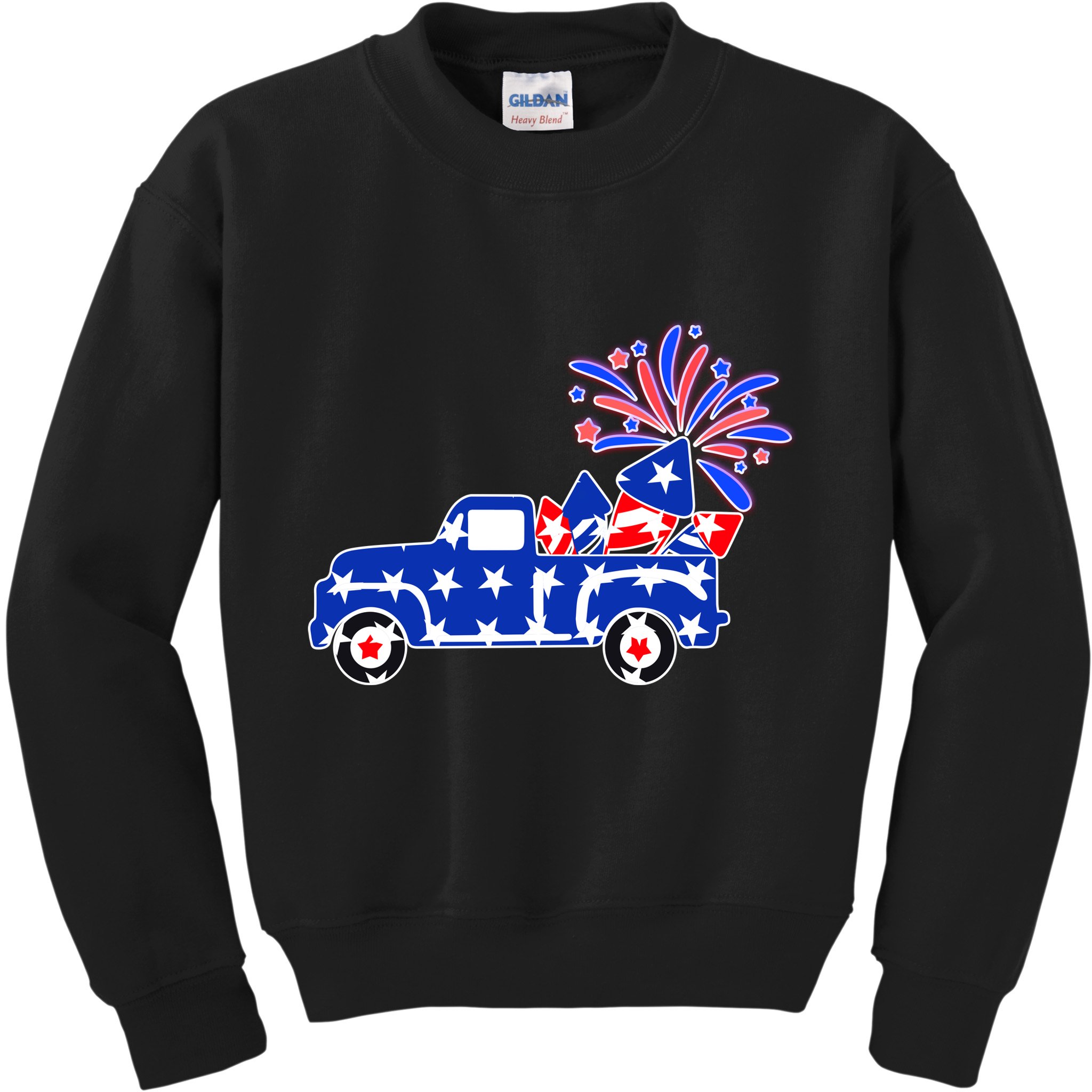 Fourth of July Fireworks Pickup Truck Kids Sweatshirt