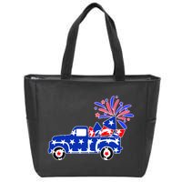 Fourth of July Fireworks Pickup Truck Zip Tote Bag