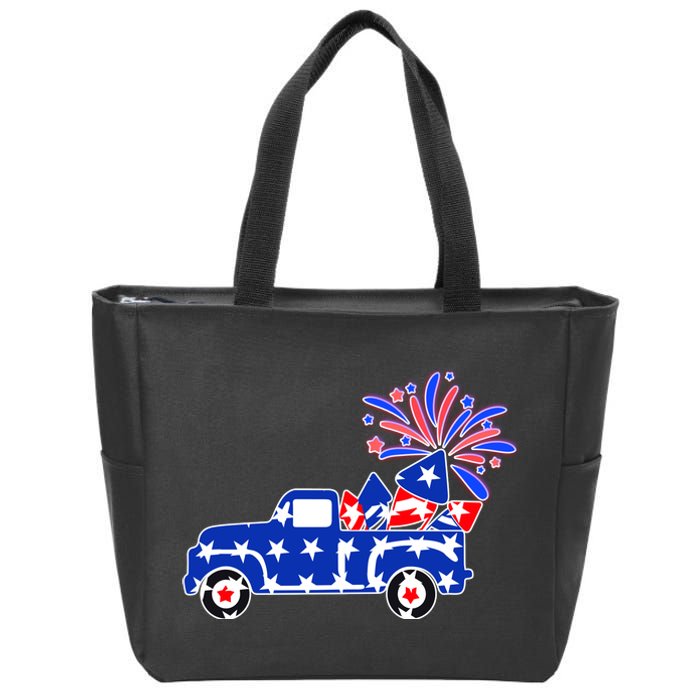 Fourth of July Fireworks Pickup Truck Zip Tote Bag