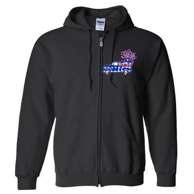 Fourth of July Fireworks Pickup Truck Full Zip Hoodie