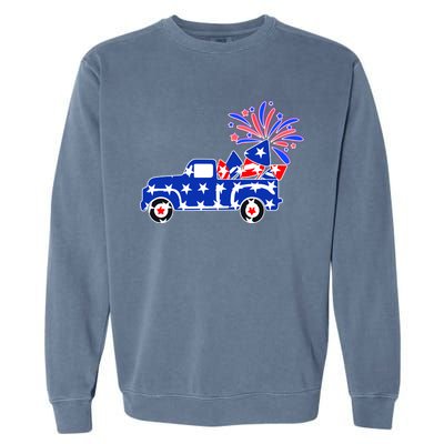 Fourth of July Fireworks Pickup Truck Garment-Dyed Sweatshirt