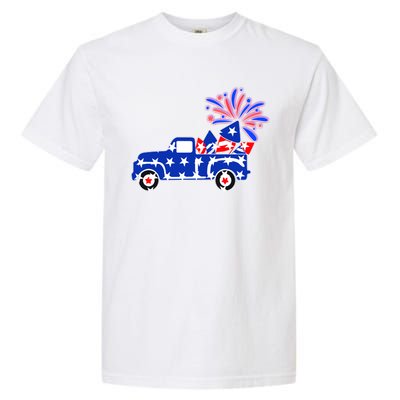 Fourth of July Fireworks Pickup Truck Garment-Dyed Heavyweight T-Shirt