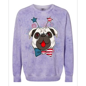 Fourth of July Fireworks Pug Dog Colorblast Crewneck Sweatshirt