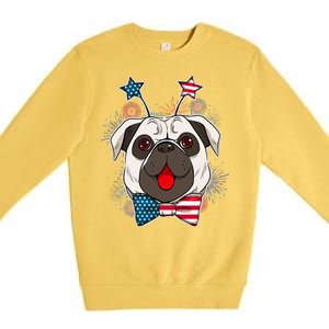 Fourth of July Fireworks Pug Dog Premium Crewneck Sweatshirt