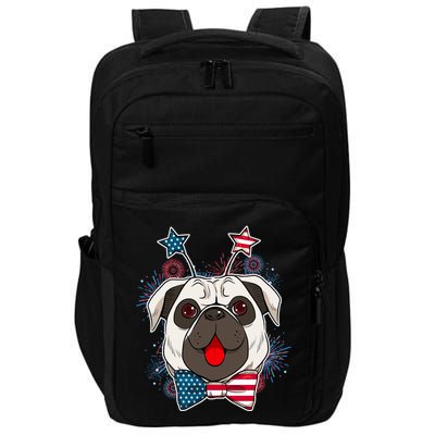 Fourth of July Fireworks Pug Dog Impact Tech Backpack