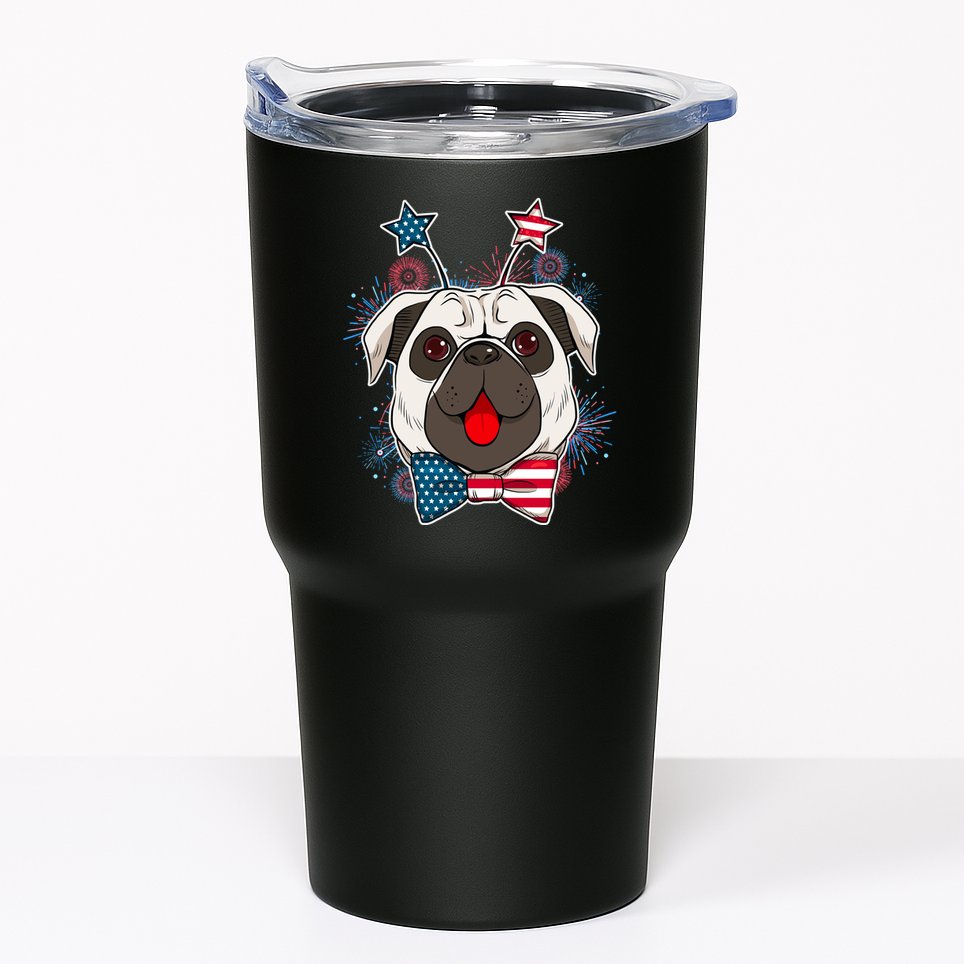 Fourth of July Fireworks Pug Dog Tumbler