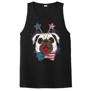 Fourth of July Fireworks Pug Dog PosiCharge Competitor Tank