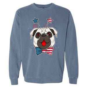 Fourth of July Fireworks Pug Dog Garment-Dyed Sweatshirt