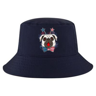 Fourth of July Fireworks Pug Dog Cool Comfort Performance Bucket Hat