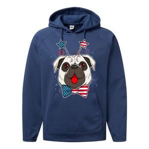 Fourth of July Fireworks Pug Dog Performance Fleece Hoodie