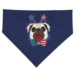 Fourth of July Fireworks Pug Dog USA-Made Doggie Bandana