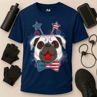Fourth of July Fireworks Pug Dog Cooling Performance Crew T-Shirt