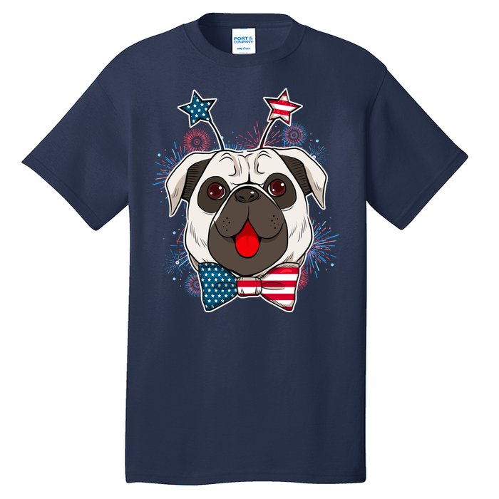 Fourth of July Fireworks Pug Dog Tall T-Shirt