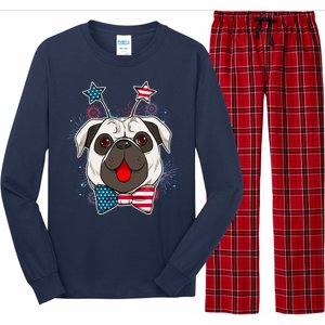 Fourth of July Fireworks Pug Dog Long Sleeve Pajama Set