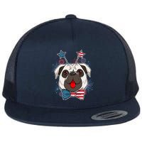 Fourth of July Fireworks Pug Dog Flatbill Hat