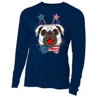 Fourth of July Fireworks Pug Dog Cooling Performance Long Sleeve Crew