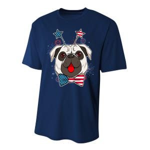 Fourth of July Fireworks Pug Dog Performance Sprint T-Shirt