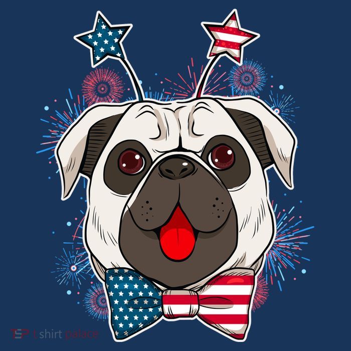 Fourth of July Fireworks Pug Dog Poster