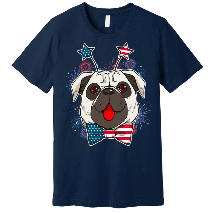 Fourth of July Fireworks Pug Dog Premium T-Shirt