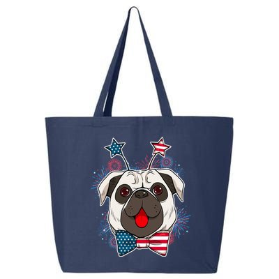 Fourth of July Fireworks Pug Dog 25L Jumbo Tote
