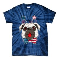 Fourth of July Fireworks Pug Dog Tie-Dye T-Shirt