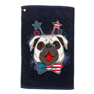 Fourth of July Fireworks Pug Dog Golf Towel